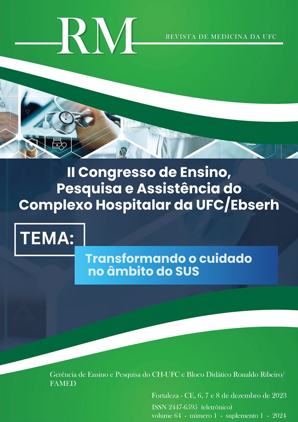 					Ver Vol. 64 Núm. 1, supl 1 (2024): Revista de Medicina da UFC - suplemento, II Congresso de Ensino, Pesquisa e Assistência do Complexo Hospitalar da UFC/Ebserh: “Transformando o cuidado no âmbito do SUS”
				